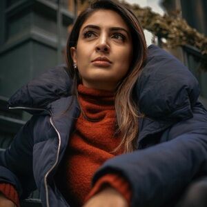 Zara Navy Blue Puffer